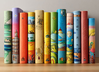 colorful row of childrens books